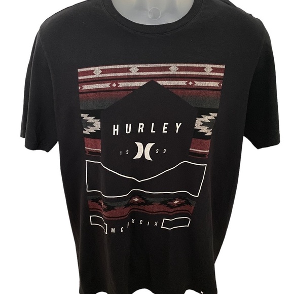 HURLEY Surf Black w/ Maroon Tee Shirt Men M Medium - Picture 1 of 5